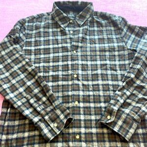 A.P.C. Land’s wool blend plaid shirt.